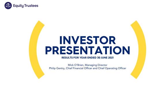 2021 Full Year Results Equity Trustees Investor Presentation